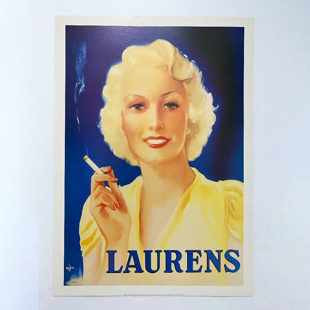 LAURENS Cigarettes - Vintage Poster Ad Lithograph Print French Printing 32x43 cm